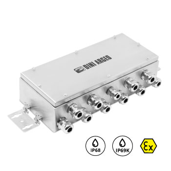 "JB10QIP69K": EQUALISED JUNCTION BOX WITH 10 INPUTS, IN STAINLESS STEEL WITH IP68 and IP69K PROTECTION